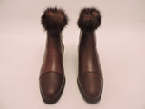 Mink Trimmed Leather Ankle Boots