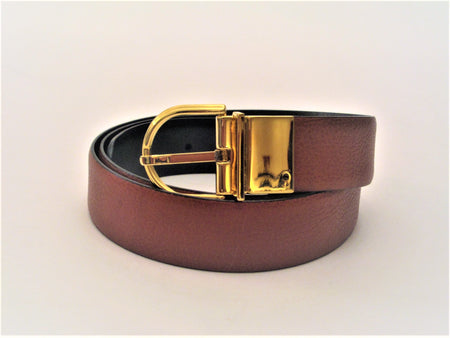Gold Horseshoe Buckle hand hammered leather belt