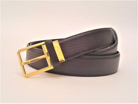 Gold Horseshoe Buckle hand hammered leather belt