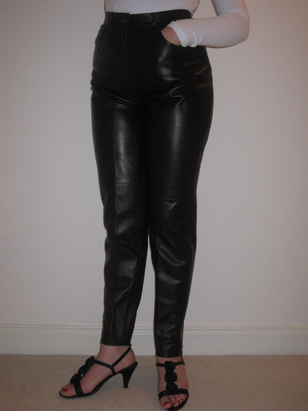 Ankle Zip Nappa Leather Trousers