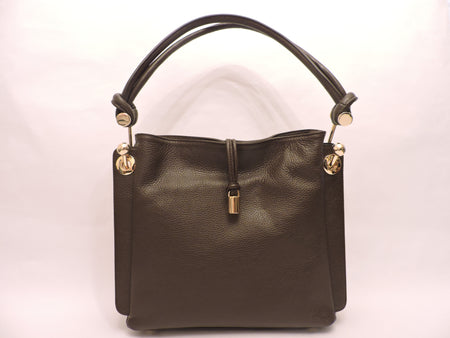 Flap Leather Bag with Gold Chain Strap