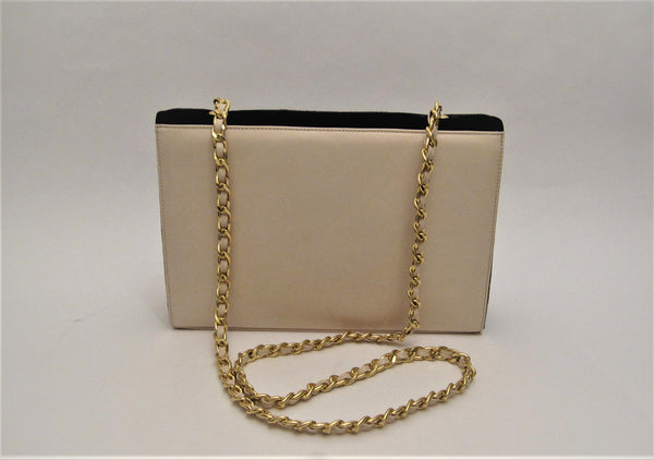 Flap Leather Bag with Gold Chain Strap
