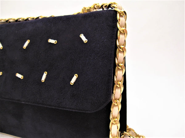 Flap Leather Bag with Gold Chain Strap