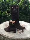 Suede And Cocco Stamp Leather Ankle Boots