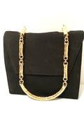 Suede Shoulder Bag with Gold Chain