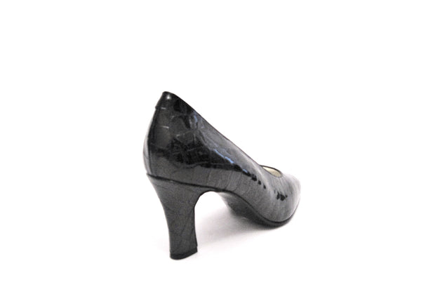 Navy Croc Stamp Patent Pump