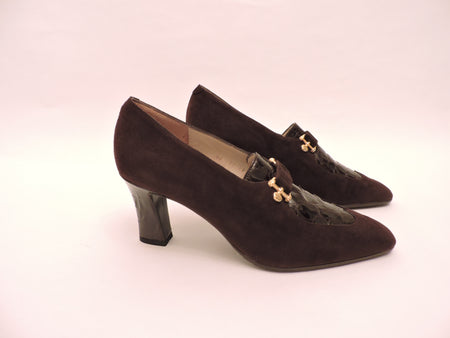 Suede And Cocco Trim Pump Shoe