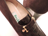 High Front  Snaffle Suede & Cocco Stamp Leather Pump