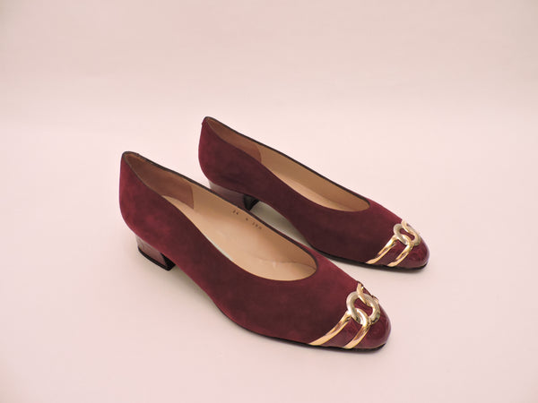 Suede  & Cocco Block Heel Pump