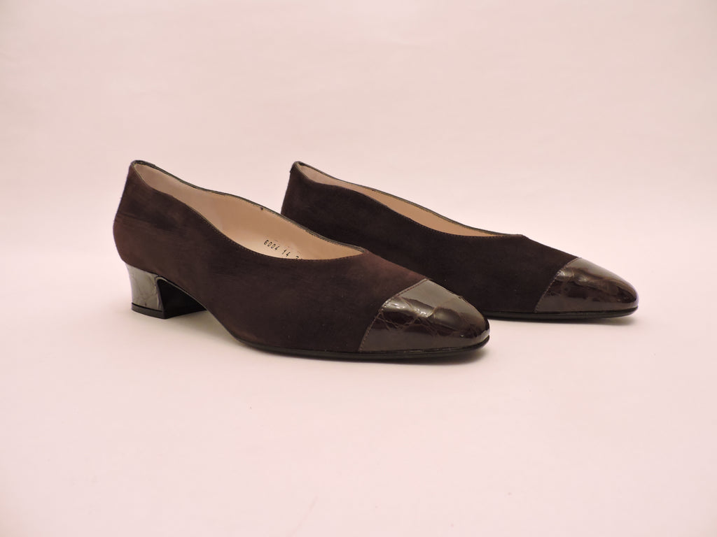 Black Suede Block Heel Pump EU 41.5/US 9.5-10 / Wide