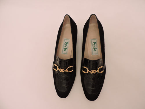 Suede And Cocco Classic Snaffled Pump Shoe