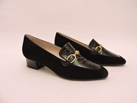 Suede And Cocco Trim Pump Shoe