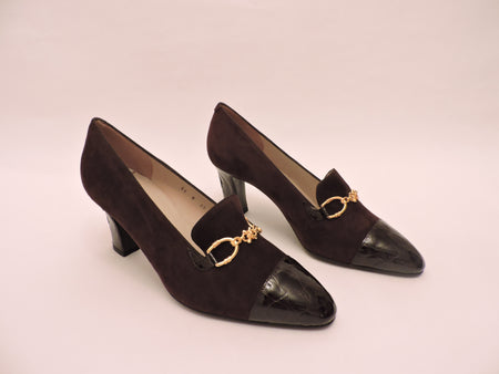 Suede And Cocco Classic Snaffled Pump Shoe