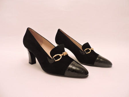 Suede And Cocco Classic Snaffled Pump Shoe