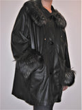 Nappa Leather Coat with fur trim collar and sleeves