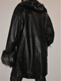 Nappa Leather Coat with fur trim collar and sleeves