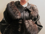 Nappa Leather Coat with fur trim collar and sleeves