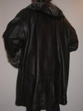 Nappa Leather Coat with fur trim collar and sleeves