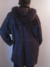 Grained Calf Coat with Fur Trim Hood