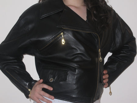 Nappa Leather Coat with fur trim collar and sleeves