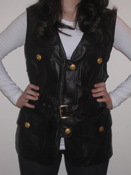 Ultra Soft Nappa Leather Belted Waistcoat