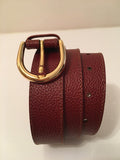 Gold Horseshoe Buckle hand hammered leather belt