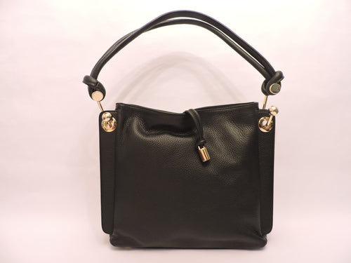 Grained Deerskin Leather Shoulder Bag