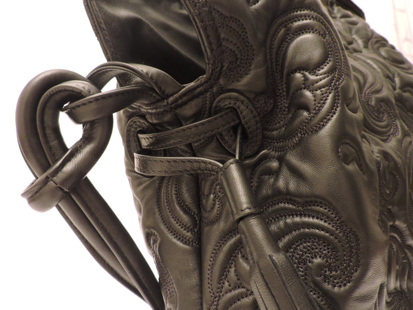 Drawstring Nappa Leather Shoulder Bag
