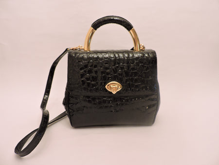 Double Handle Nappa and Vernice Woven Shoulder Bag