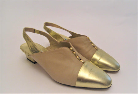 Grosgrain & Pearl Calf Leather Slingback