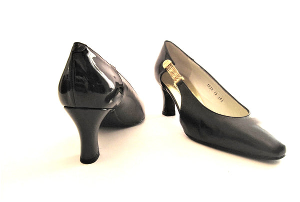 Calf & Patent Leather Open Side Pump