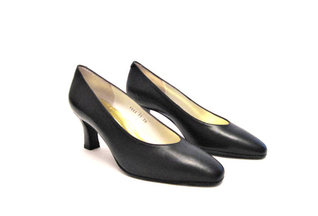 High Front Suede And Cocco Patent Leather Pump Shoe