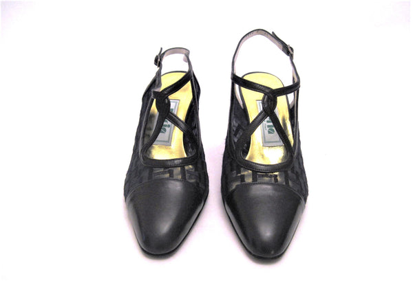 Grosgrain & Pearl Calf Leather Slingback