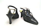 Grosgrain & Pearl Calf Leather Slingback