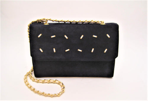 Flap Leather Bag with Gold Chain Strap