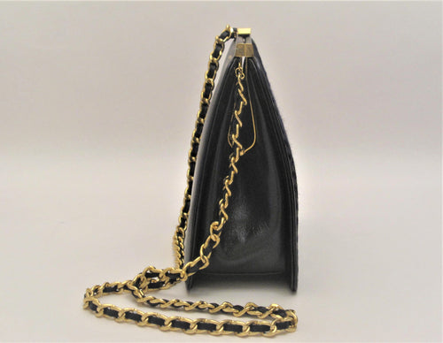 Grosgrain Nappa Leather Clip Top Shoulder Bag