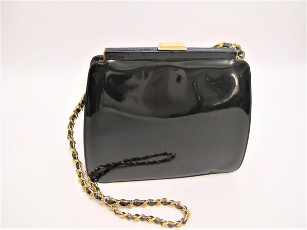 Black Patent Leather Clip Top with Chain