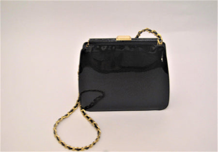 Grosgrain Nappa Leather Clip Top Shoulder Bag