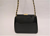 Navy Patent Leather Clip Top Shoulder Bag