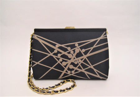 Navy Patent Leather Clip Top Shoulder Bag